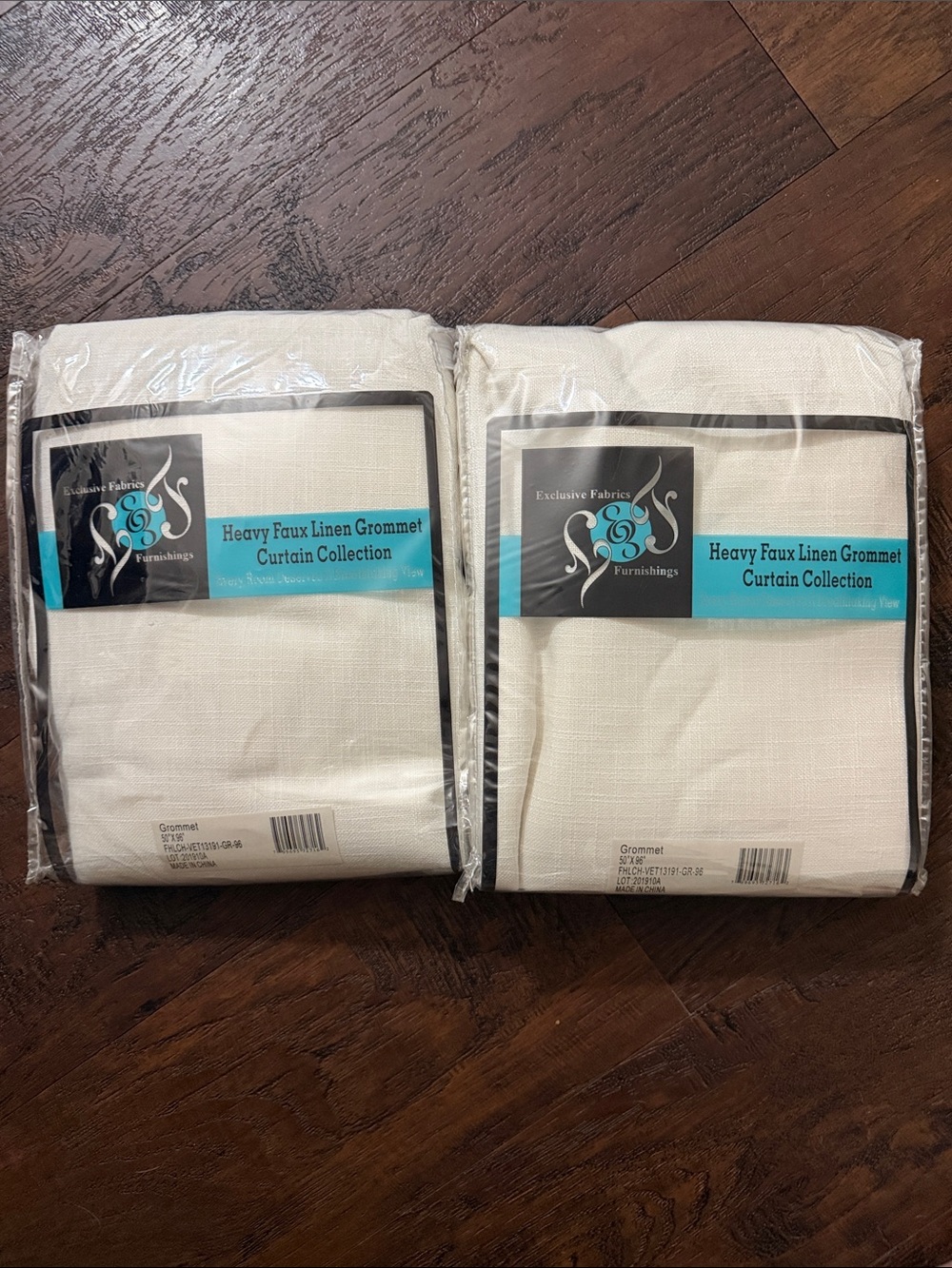 Heavy Faux Linen Grommet Curtain Panels - Ivory (Set of 2)